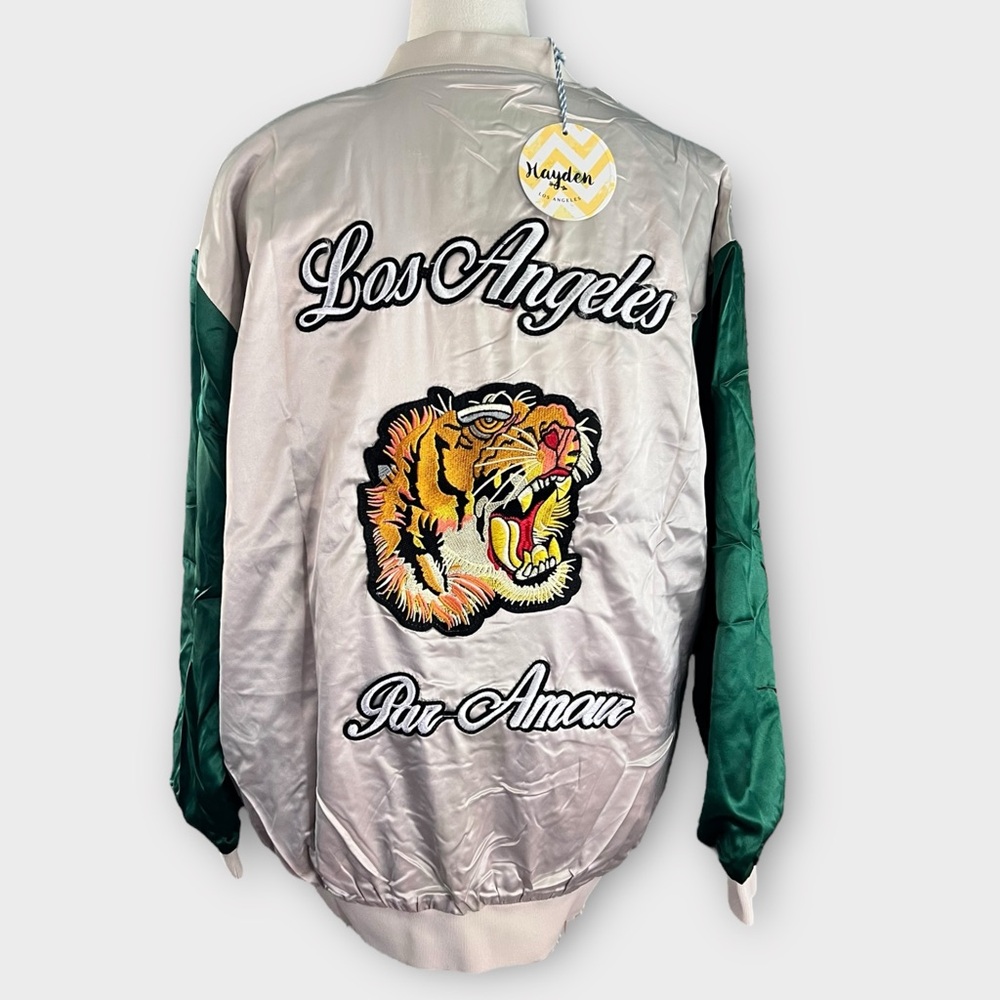 Hayden Green and Cream Bomber Jacket - Picture 4 of 14